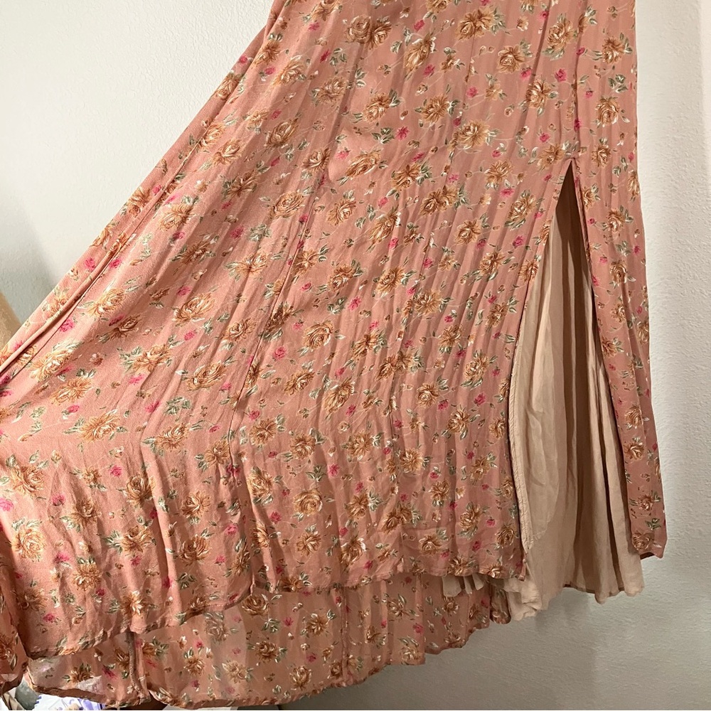 LINE & DOT Anthropologie Ditsy Floral Maxi Dress L High Slit Wedding Event Boho - Picture 4 of 10